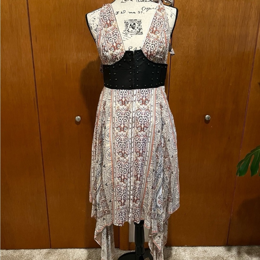 Free People White and Black Asymmetrical corset dress